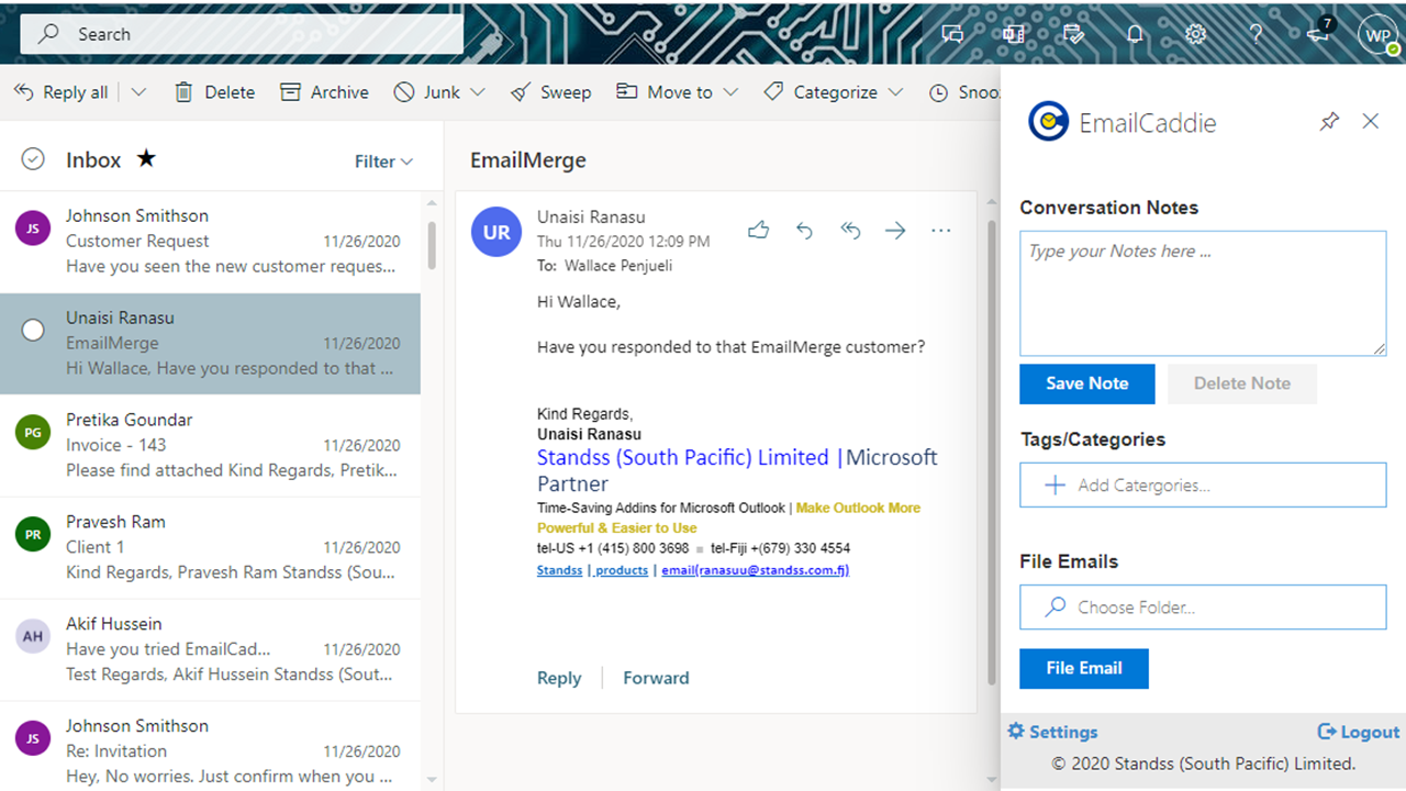 EmailCaddie for Microsoft 365 | Standss.com